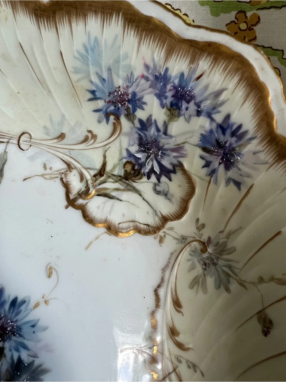 Vintage Porcelain Nymphenburg Scalloped Floral Decorative Bowl